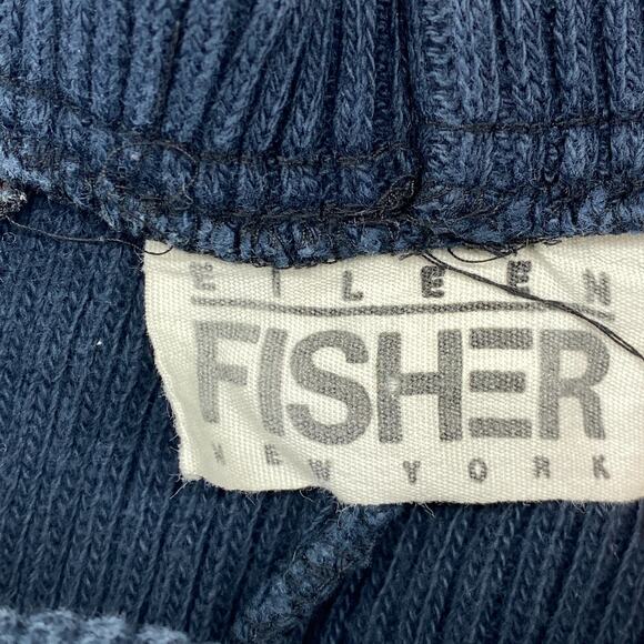 EILEEN FISHER Leggings XS Cotton Sweater Knit Ribbed Pull On Blue VTG USA - Picture 5 of 15